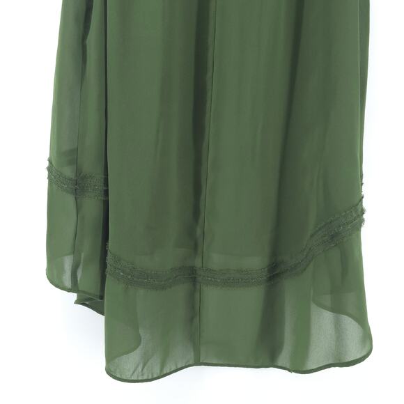 Nicole Miller Flowy Hi Lo Boho Sheer Coquette Sleeveless Tunic Blouse Keyhole M - Picture 9 of 11